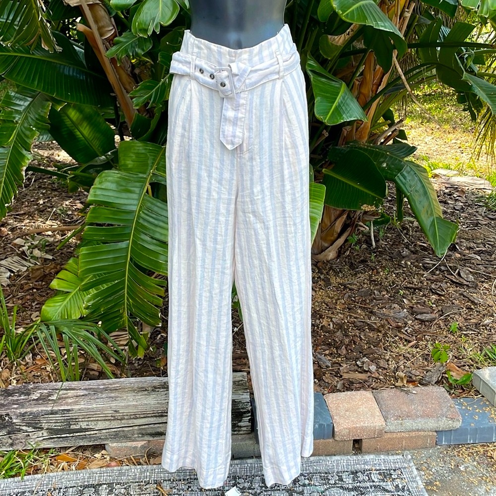 Rachael Zoe wide leg stripe linen pants